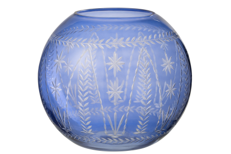 SALE % - Vază, Tarifa rotundă, Sticlă, Albastra, L 27| W 27| H 26 cm