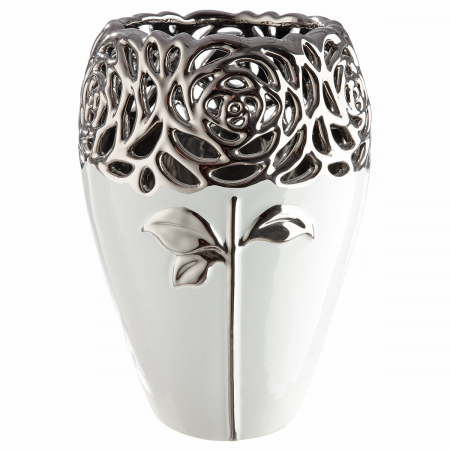 Vaza, trandafir, motiv trandafir, Ceramica, alba, PU 2, H. 23,5 cm, D. 16 cm [3]