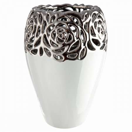 Vaza, trandafir, motiv trandafir, Ceramica, alba, PU 2, H. 23,5 cm, D. 16 cm [1]