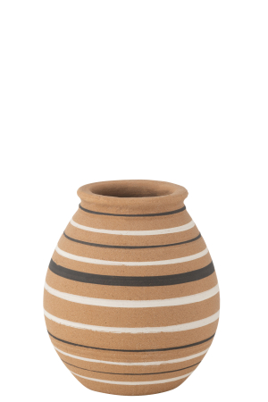 VAZE SI GHIVECE - Vază, Tukano Jug Stripes Terra Maro/Negru/Alb, L 20| W 20| H 23.5 cm