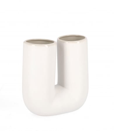 Lichidare stoc - Vaza VAR, Alb, Compozit, 19.5x8.5x21 cm