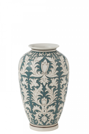 SALE % - Vază, Victoria Amfora Porțelan, Verde/Alb, L 23| W 23| H 37 cm