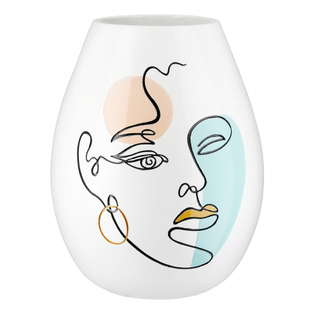 Vază, Voir, Motivul feței, Polyresin, alb, PU 1, H. 28 cm, D. 22 cm VAZE SI GHIVECE - Vază, Voir, Motivul feței, Polyresin, alb, PU 1, H. 28 cm, D. 22 cm