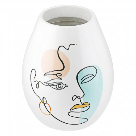 Vază, Voir, Motivul feței, Polyresin, alb, PU 1, H. 28 cm, D. 22 cm [2]