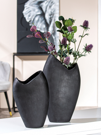 SALE % - Vaza Vulkano, aluminiu, negru, 23x42x12 cm