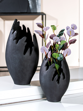 SALE % - Vaza Vulkano Flame, aluminiu, negru, 17x33x17 cm