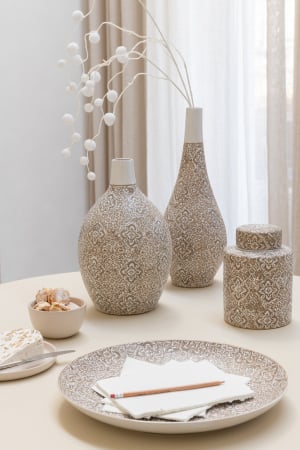 Vază, Wabi Rotund Porțelan, Bej/Alb, L 20| W 20| H 33 cm [1]