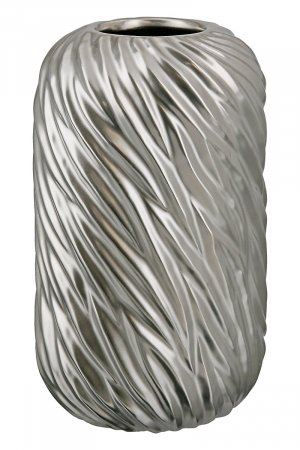 IN STOC - Vaza Wave, Ceramica, Argintiu, 12x12x20 cm
