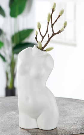 SALE % - Vaza White Lady, Ceramica, Alb, 10.5x21x9 cm