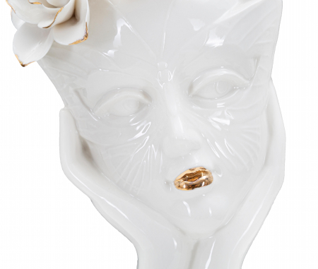 Vaza Woman Mask, Portelan, Alb/Auriu, 27.3x16.5x14 cm [3]