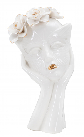 Vaza Woman Mask, Portelan, Alb/Auriu, 27.3x16.5x14 cm [4]