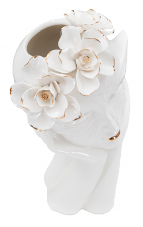 Vaza Woman Mask, Portelan, Alb/Auriu, 27.3x16.5x14 cm [2]