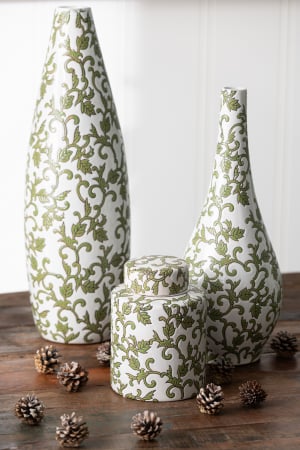 Vază, Yezi Pear Porțelan, Verde/Alb, L 16| W 16| H 43 cm [1]