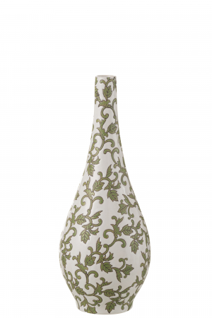 SALE % - Vază, Yezi Pear Porțelan, Verde/Alb, L 16| W 16| H 43 cm
