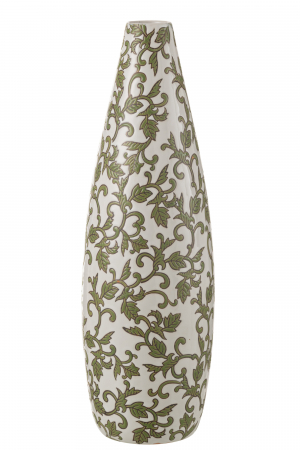 SALE % - Vază, Yezi Porțelan, Verde/Alb, L 16.5| W 16.5| H 53 cm