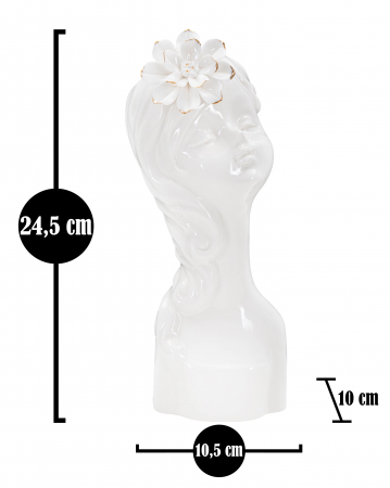 Vaza Young Lady, Portelan, Alb/Auriu, 24.7x10.5x10 cm [5]