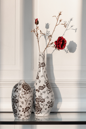 Vază, Zen Ovală Porțelan, Alb/Negru, L 13.5| W 13.5| H 24 cm [1]