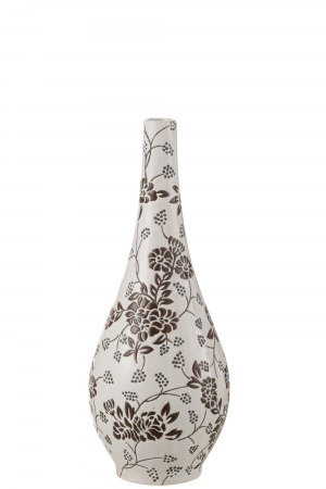 SALE % - Vază, Zen Pere Porțelan, Alb/Negru, L 16| W 16| H 43 cm