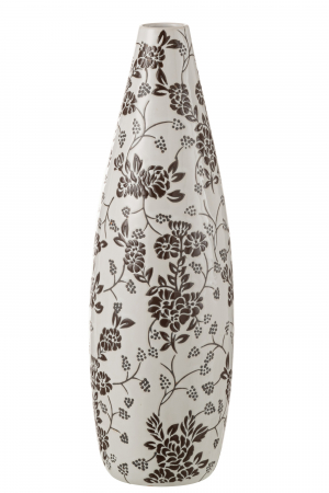 SALE % - Vază, Zen Porțelan, Alb/Negru, L 16.5| W 16.5| H 53 cm