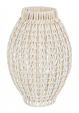 IN STOC - Veioza ATLAS, rattan, alb, 24x36cm