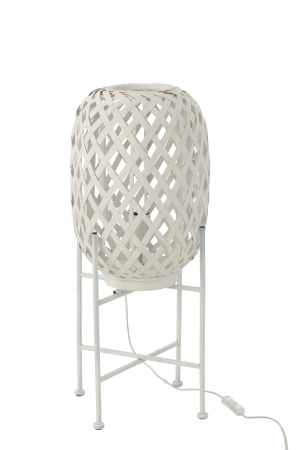 ILUMINAT - Veioza Bamboo, Lemn, Alb, 26x26x63 cm