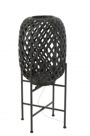 ILUMINAT - Veioza Bamboo, Lemn, Negru, 32x32x70 cm
