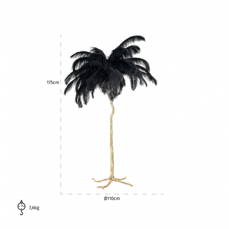 Lampadar Burlesque, Cupru/Pene, Auriu/Negru, 175x110x110 cm [1]