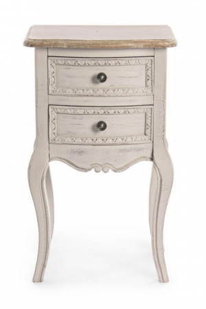 Noptiera cu 2 sertare Clarisse, Lemn, Alb, 40x30x67 cm [2]