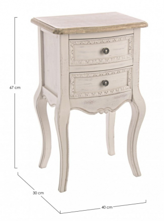 Noptiera cu 2 sertare Clarisse, Lemn, Alb, 40x30x67 cm [1]