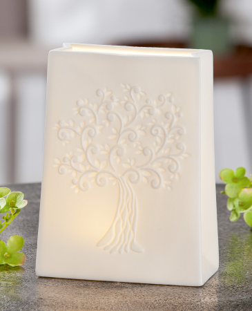 ILUMINAT - Veioza cu LED Tree, Portelan, Alb, 12.5x16.5x6 cm