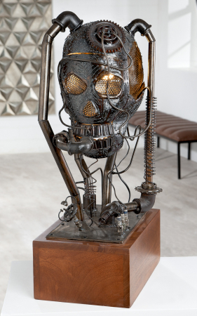 SALE % - Veioza Cyberpunk, Metal, Maro/Negru, 28x72x38 cm