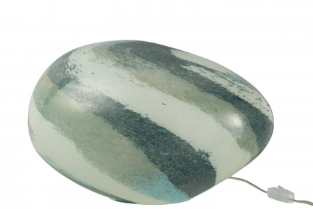 ILUMINAT - Veioza Dany Stripes, Sticla, Albastru/Verde, 40x30x25.5 cm