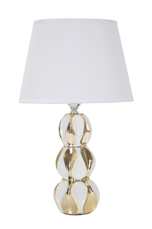 IN STOC - Veioza Glam Balls, Ceramica/Fier, Alb/Auriu, 46x28x28 cm
