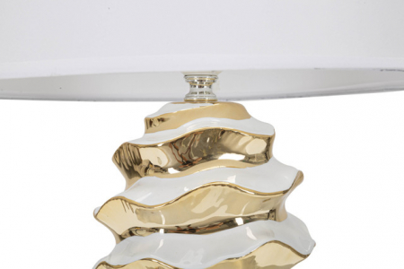 Veioza Glam, Ceramica/Fier, Alb/Auriu, 53x33x33 cm [2]