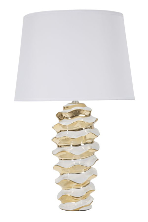 ILUMINAT - Veioza Glam, Ceramica/Fier, Alb/Auriu, 53x33x33 cm