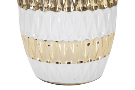 Veioza Glam Mix, Ceramica/Fier, Alb/Auriu, 50x33x33 cm [4]