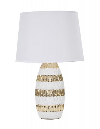 SALE % - Veioza Glam Mix, Ceramica/Fier, Alb/Auriu, 50x33x33 cm