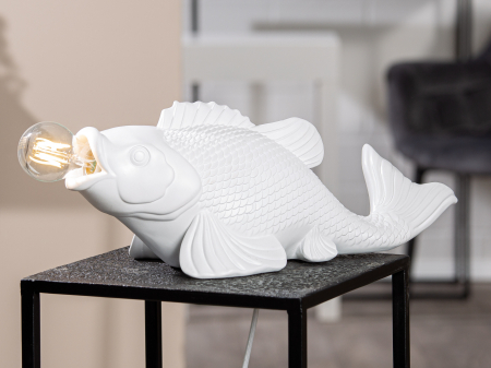 SALE % - Veioza Koi, compozit, alb, 51x17.5x18.5 cm