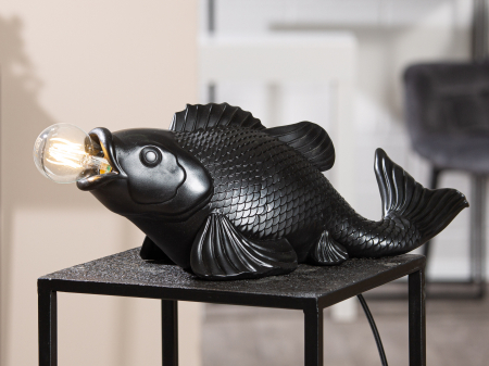 SALE % - Veioza Koi, compozit, negru, 51x17.5x18.5 cm