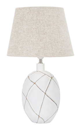 SALE % - Veioza Lines, Rasina/Fier/Fibre sintetice, Alb/Maro, 60x35x35 cm