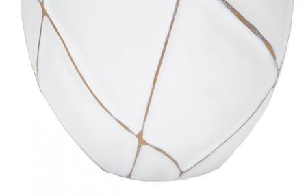 Veioza Lines, Rasina/Fier/Fibre sintetice, Alb/Maro, 60x35x35 cm [4]