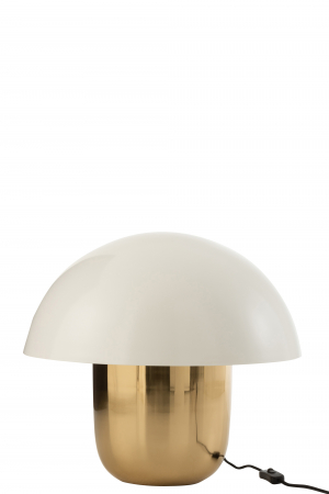 ILUMINAT - Veioza Mushroom, Metal/Fier, Alb/Auriu, 50x50x45 cm