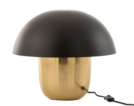 SALE % - Veioza Mushroom, Metal/Fier, Negru/Auriu, 40x40x35 cm