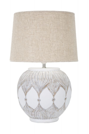 SALE % - Veioza  Round Atene, Rasina/Fier/Fibre sintetice, Alb/Maro, 59x38x38 cm