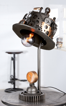 SALE % - Veioza Steampunk Hat, Metal, Argintiu, 33x63x27 cm