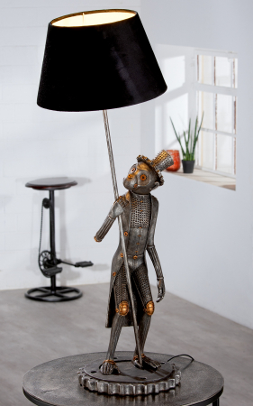 SALE % - Veioza Steampunk Monkey, Rasina, Argintiu/Negru, 38x90x30 cm