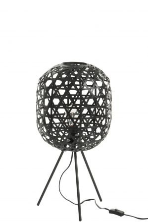 Veioza Tripod, Rattan/Bambus, Negru, 29x29x59.5 cm [2]