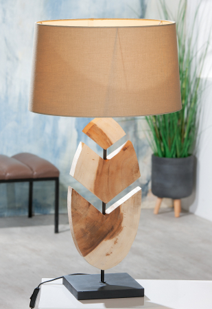 ILUMINAT - Veioza Wooden Feather, Lemn/MDF/Panza, Maro, 45x74.5x41 cm