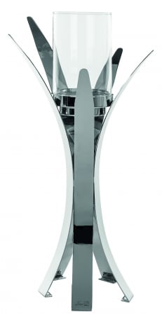 VIVAS, Suport lumânare incl. sticlă, nichel, h.55, d.28 cm [1]