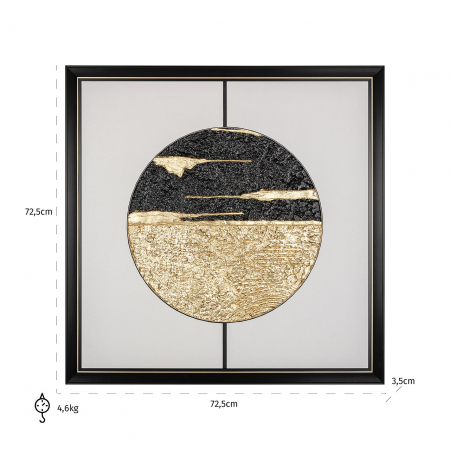 Tablou Moon, MDF, Auriu/Negru, 73x73x3 cm [2]